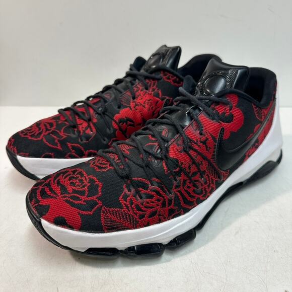 Nike KD 8 EXT Floral Finish Red Black Kevin Durant Basketball Sneaker Bred 12.5 main image 9